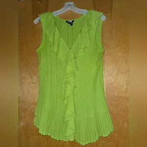 Studio Lime Sleeveless Ruffle Blouse